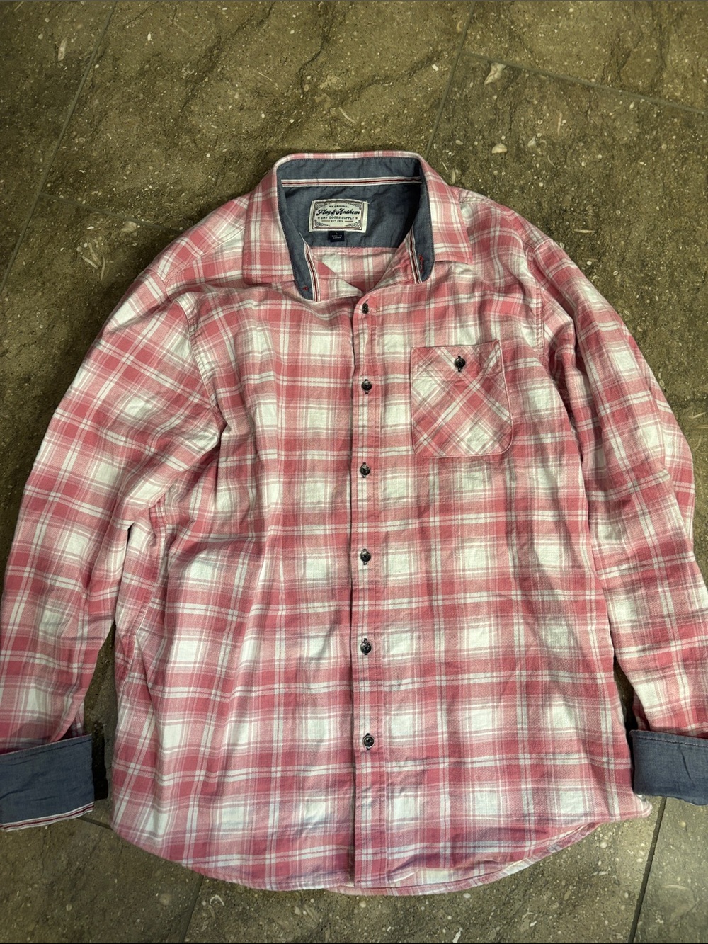 Flag & Anthem pink plaid flannel, L